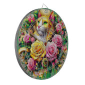 Feline temidden van een levendige bloemenbloei dartbord (Voorkant Links)