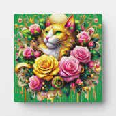 Feline temidden van een levendige bloemenbloei fotoplaat (Voorkant)