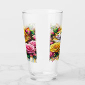 Feline temidden van een levendige bloemenbloei glas (Links)