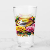 Feline temidden van een levendige bloemenbloei glas (Voorkant)