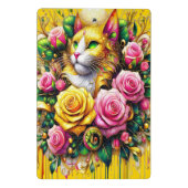 Feline temidden van een levendige bloemenbloei mini klembord (Achterkant)