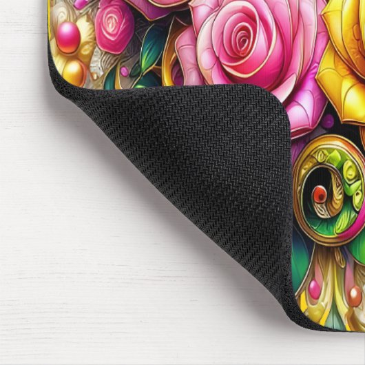 Feline temidden van een levendige bloemenbloei muismat (Hoek)