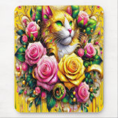 Feline temidden van een levendige bloemenbloei muismat (Voorkant)