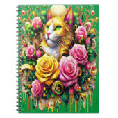 Feline temidden van een levendige bloemenbloei notitieboek (Voorkant)