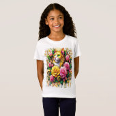 Feline temidden van een levendige bloemenbloei t-shirt (Voorkant volledig)
