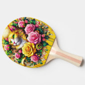 Feline temidden van een levendige bloemenbloei tafeltennisbatje (Zijkant)