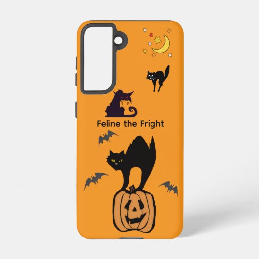 Feline the Fright Halloween Cat Orange Galaxy Case Samsung Galaxy Hoesje (Achterkant)