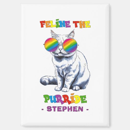 Feline The Purride - Cool Pride Cat LGBTQ Magneet (Voorkant)