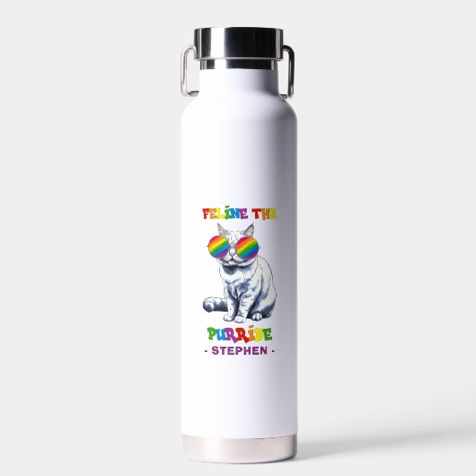 Feline The Purride - Cool Pride Cat LGBTQ Waterfles (Voorkant)
