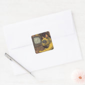 Feline Toekomst: Cyberpunk Kat Fantasie Vierkante Sticker (Envelop)