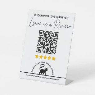Feline Veterinary Clinic QR Code Review Aanvraag Reclamebord Met Voetstuk