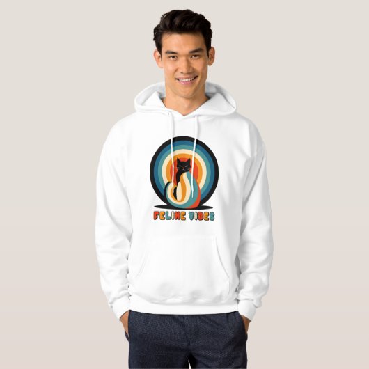 Feline Vibes Retro Cat Design Hoodie (Voorkant volledig)