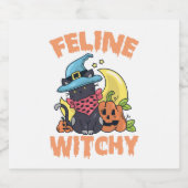 Feline Witchy Funny Spooky Halloween Cat Kitten Bier Etiket (Enkel label)