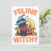 Feline Witchy Funny Spooky Halloween Cat Kitten Kaart (Staand voorkant)
