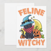 Feline Witchy Funny Spooky Halloween Cat Kitten Kaart (Voorkant / Achterkant)