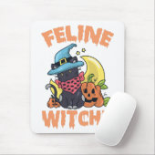Feline Witchy Funny Spooky Halloween Cat Kitten Muismat (Met muis)