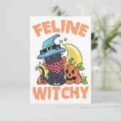 Feline Witchy Funny Spooky Halloween Cat Kitten Save The Date (Staand voorkant)