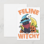 Feline Witchy Funny Spooky Halloween Cat Kitten Save The Date (Voorkant / Achterkant)