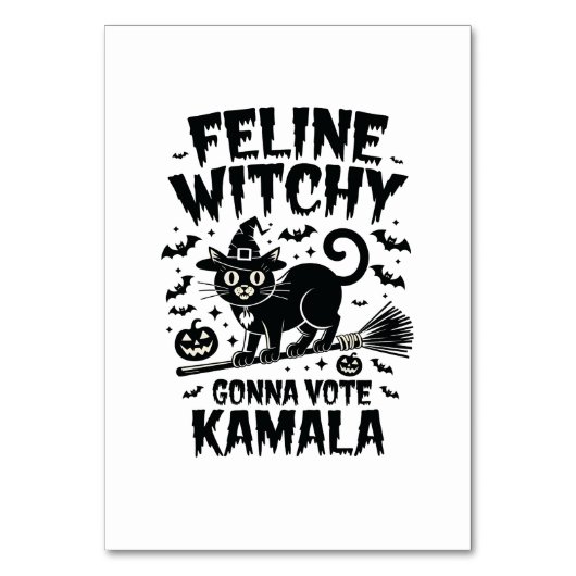 Feline Witchy gaat Kamala Halloween stemmen Kaart (Voorkant)