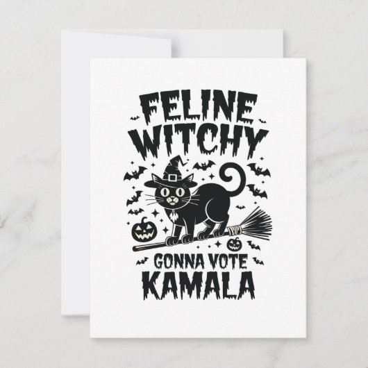 Feline Witchy gaat Kamala Halloween stemmen Notitiekaartje (Voorkant)