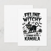 Feline Witchy gaat Kamala Halloween stemmen Notitiekaartje (Voorkant / Achterkant)