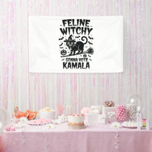 Feline Witchy gaat Kamala Halloween stemmen Spandoek
