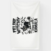 Feline Witchy gaat Kamala Halloween stemmen Spandoek (Verticaal)