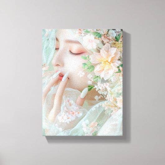 Feline Woman - Stijlvolle digitale kunst Canvas Afdruk (Voorkant)