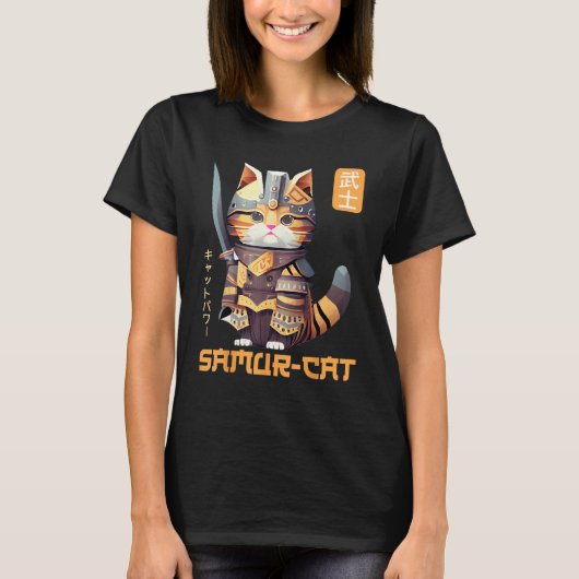 Feline World Domination Samurai Kat neemt het over T-shirt (Voorkant)