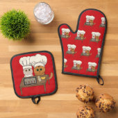 Feline Xmas Cookies Ovenwant & Pannenlap Set (Top down)
