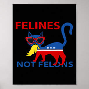 Felines Not Felons Funny Kamala Cat Lady Met Trum Poster