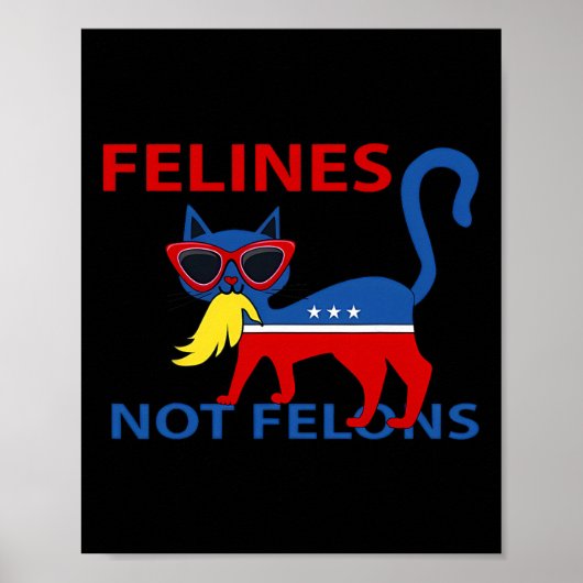 Felines Not Felons Funny Kamala Cat Lady Met Trum Poster (Voorkant)