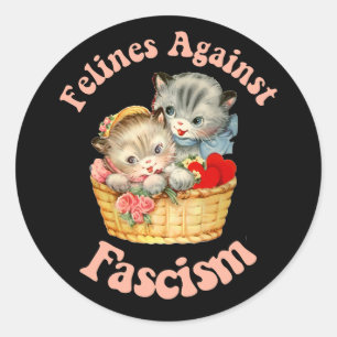 Felines tegen fascisme ronde sticker