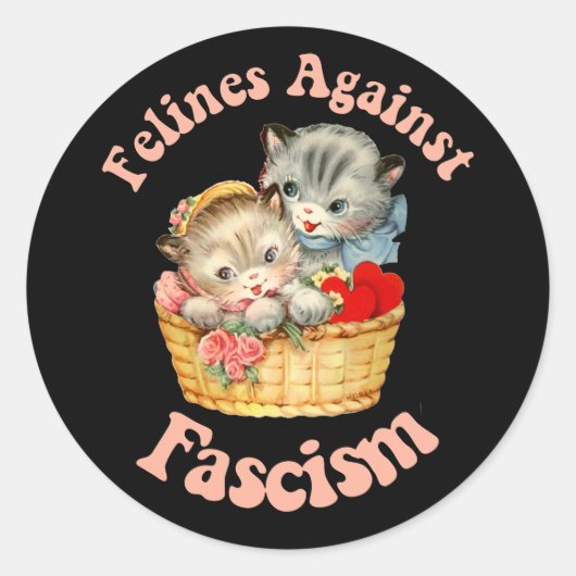 Felines tegen fascisme ronde sticker (Voorkant)