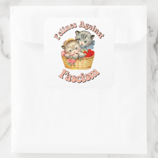 Felines tegen fascisme vierkante sticker (Tas)