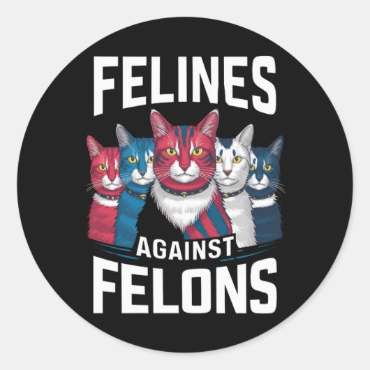 Felines tegen misdadigers ronde sticker (Voorkant)