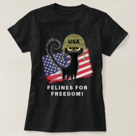 FELINES VOOR VRIJHEID, Patriottische kat in legerh T-shirt