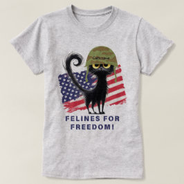 FELINES VOOR VRIJHEID, Patriottische kat in legerh T-shirt