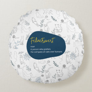 Felinetrovert voor kattenliefhebbers, witte kleur rond kussen