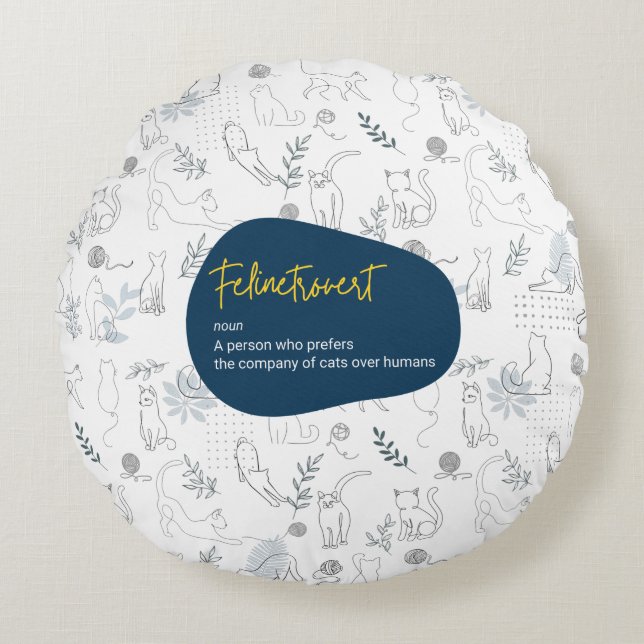 Felinetrovert voor kattenliefhebbers, witte kleur rond kussen (Voorkant)