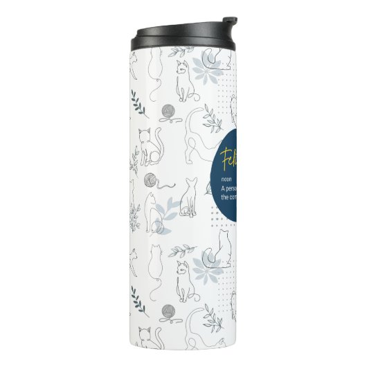 Felinetrovert voor kattenliefhebbers, witte kleur thermosbeker (Gedraaid links)