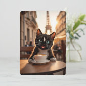 Felini Cat in Parijs - Street Cafe Feestdagenkaart (Staand voorkant)