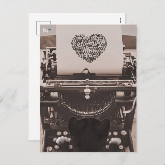 Felini Cat Typing Valentijns hart - Feestdagenkaart (Voorkant / Achterkant)