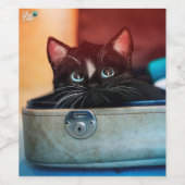 Felini in koffer, klaar voor (geest-)reizen - wijn etiket (Enkel label)