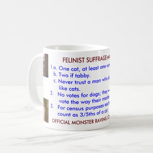 FELINIST SUFFRAGE MANIFESTO KOFFIEMOK (Voorkant links)
