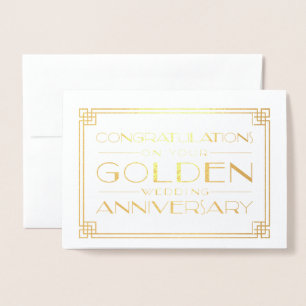 Felitaties met uw gouden huwelijksjubileum folie kaarten