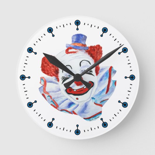 Felix Adler Clown Wall Clock Ronde Klok (Voorkant)