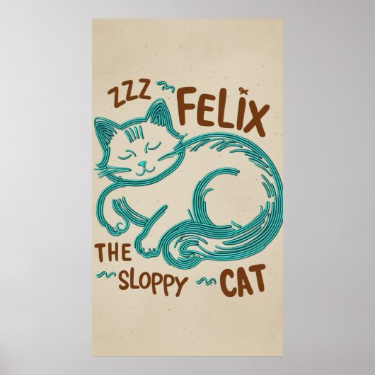 Felix de slordige kat - Line Art Illustration Poster (Voorkant)