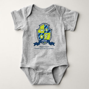 Felix jongens F naam & betekenis ridders schild Romper