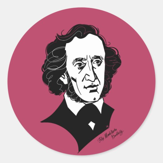 Felix Mendelssohn Bartholdy Ronde Sticker (Voorkant)